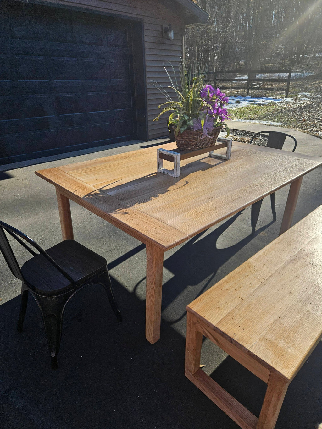 Classic Rustic Table with Bench