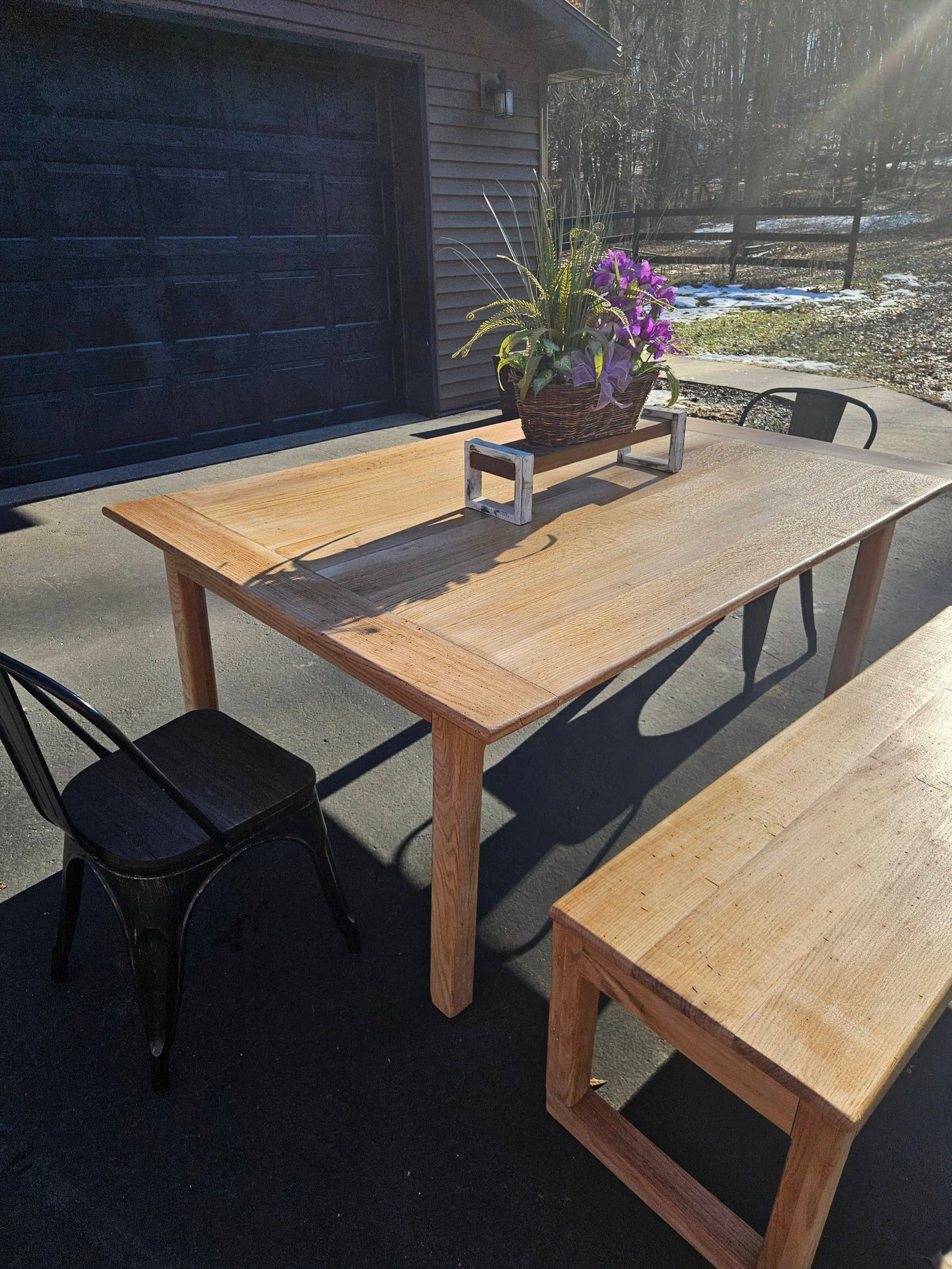 Classic Rustic Table with Bench