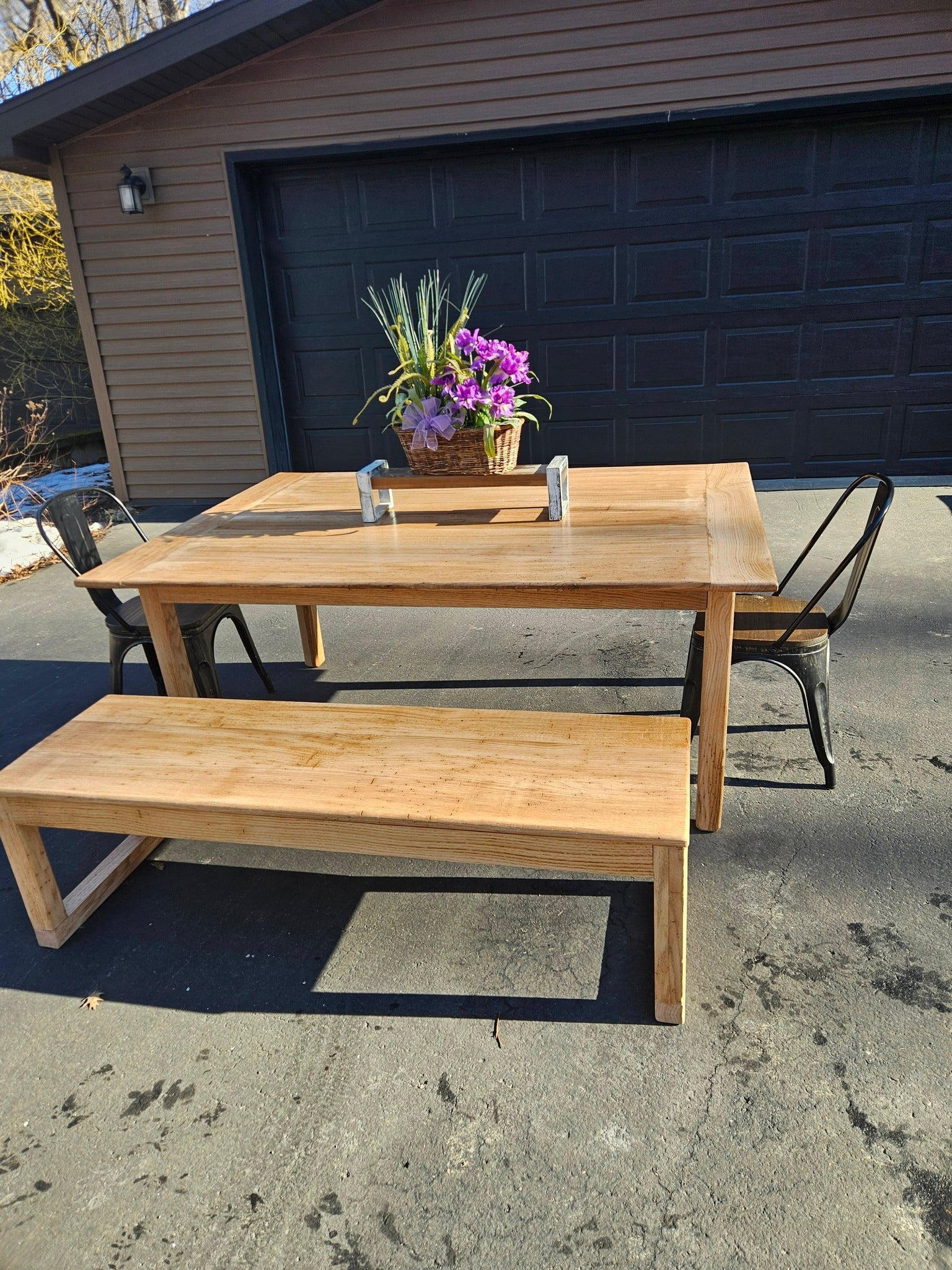 Rustic Farmhouse Table with Bench