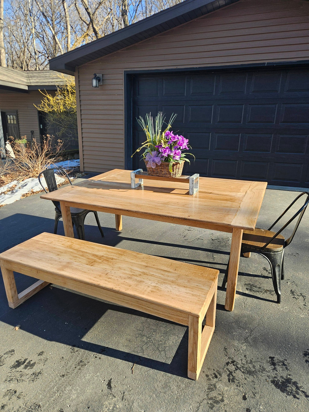 Rustic Farmhouse Table with Bench