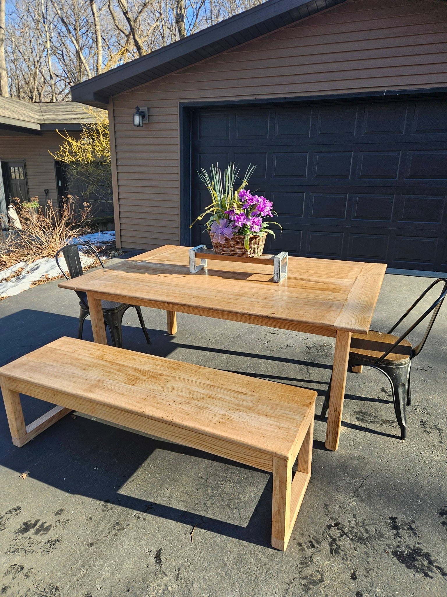 Rustic Farmhouse Table with Bench