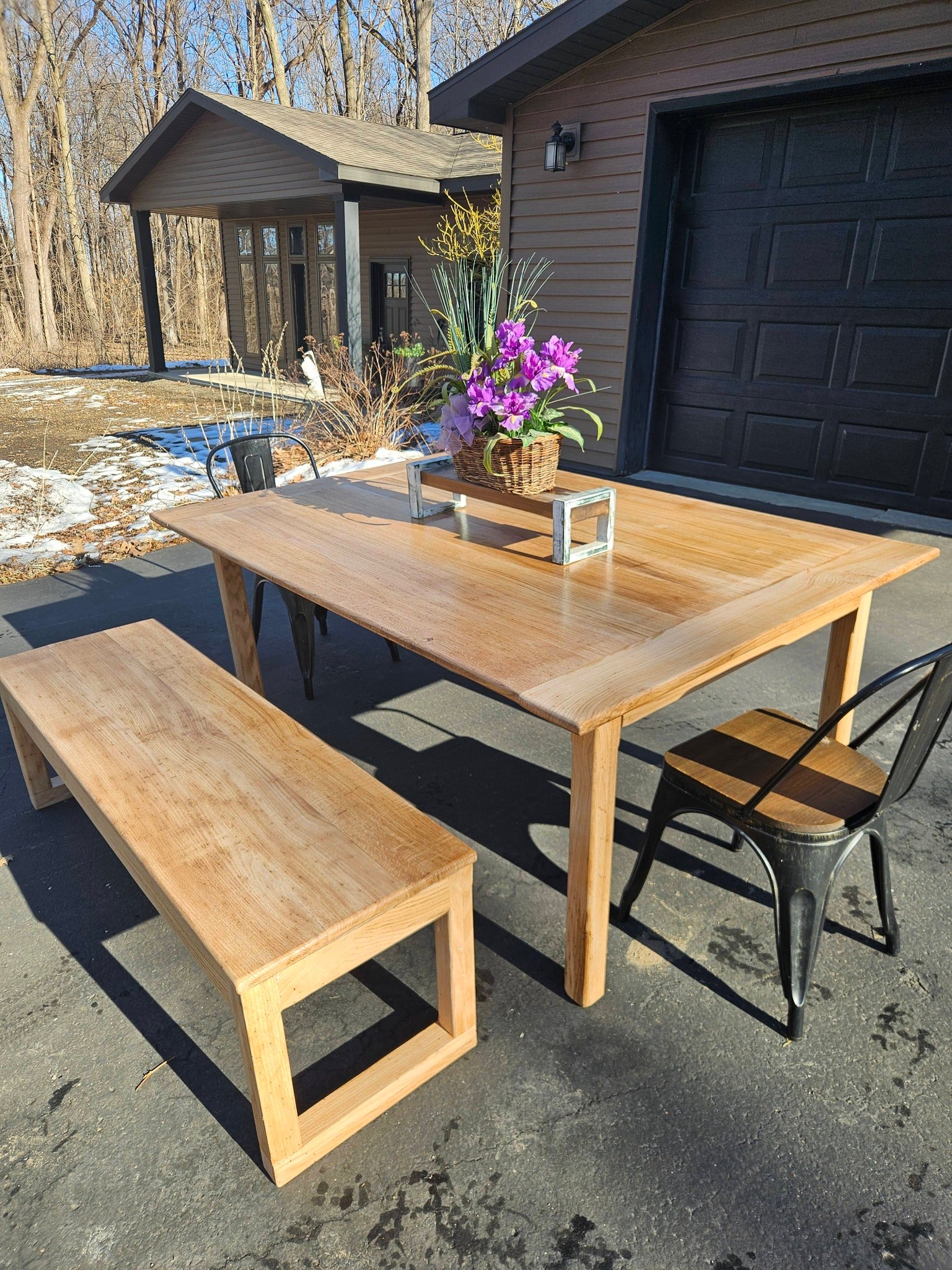 Classic Rustic Table with Bench
